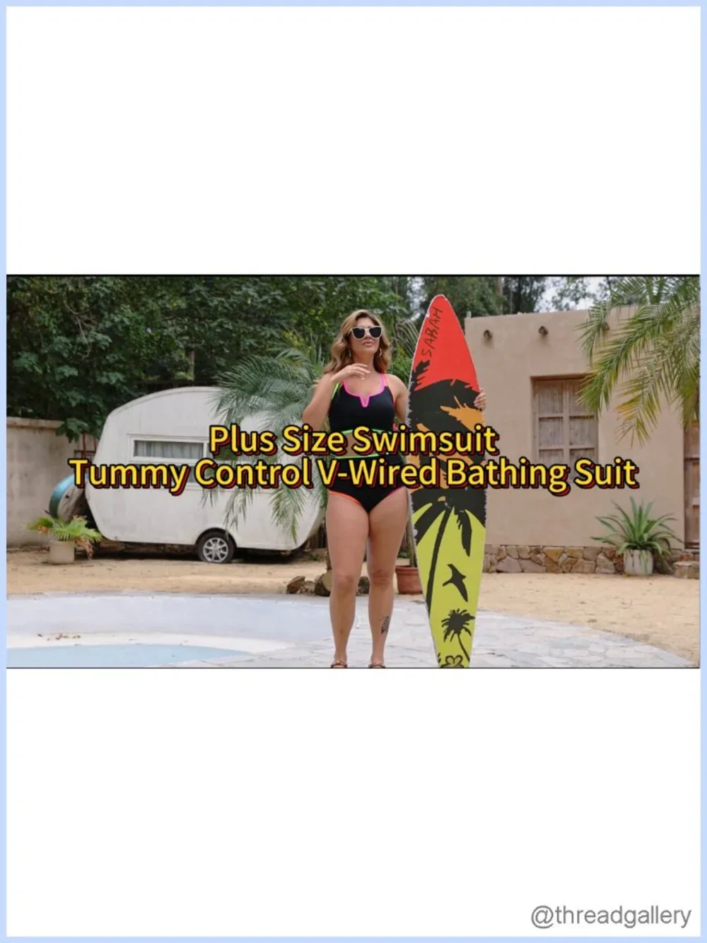 Plus Size High Waisted Ribbed Tummy Control Bikini Two Piece Swimset